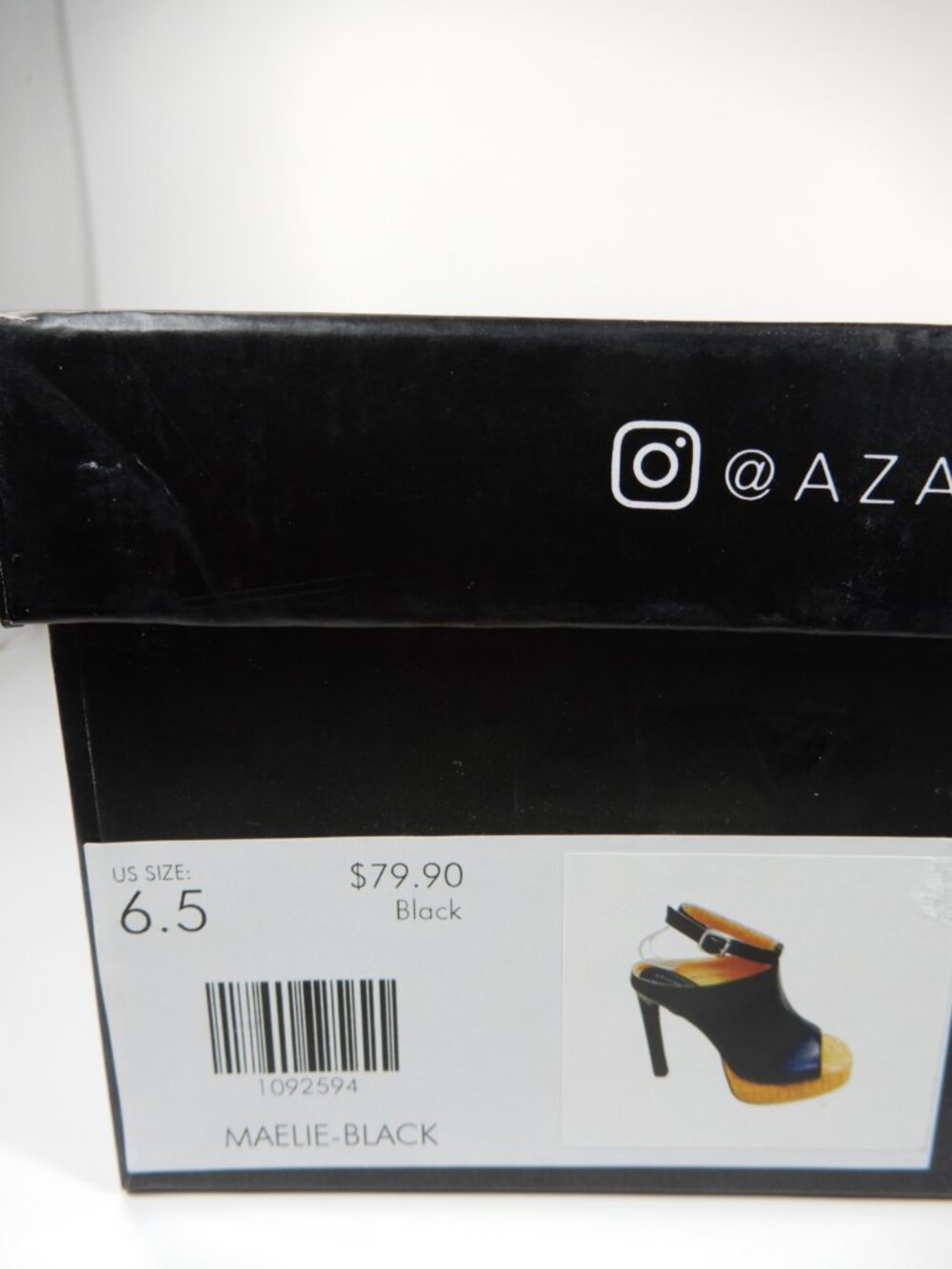 AZALEA WANG Maelie Peep Toe Shoes Cork Platform Stiletto Heel Size 6.5 Black NEW - Picture 13 of 13
